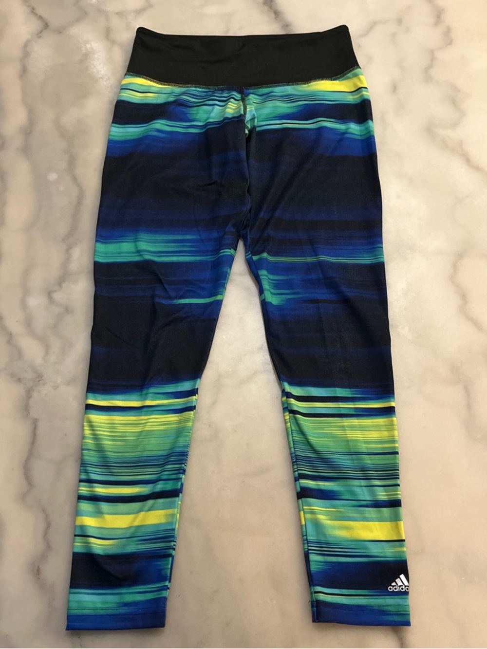 adidas Blue & Green Striped Leggings